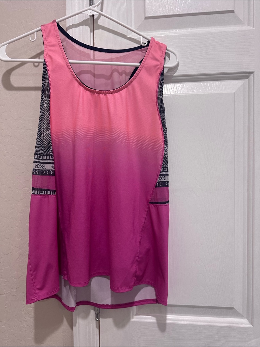 Lucky in Love Pink Ombre Racerback Tank with Patterned Side Panels